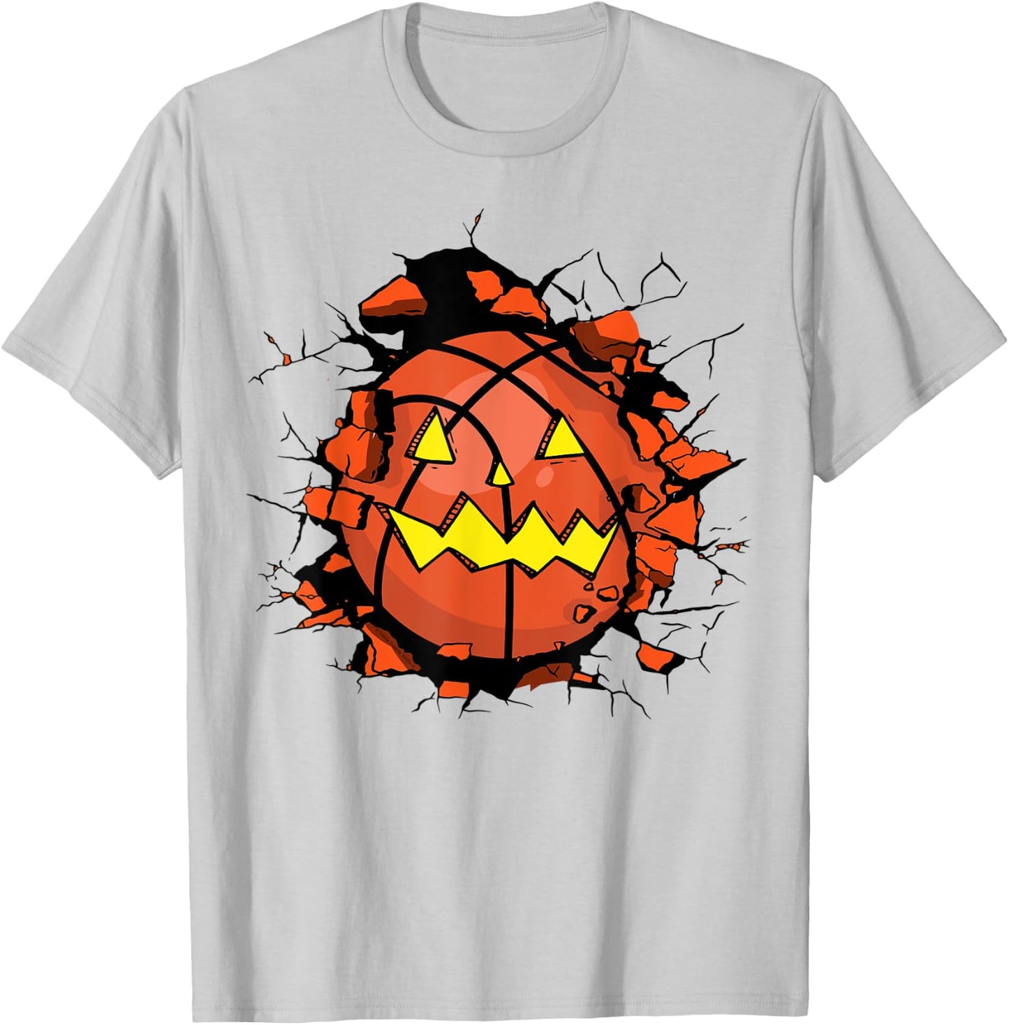 Halloween Basketball Jack o Lantern Basketball Halloween T-Shirt - T-Shirt | Ash