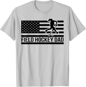 Field Hockey Dad Of A Field Hockey Player Father US Flag T-Shirt - T-Shirt | Ash