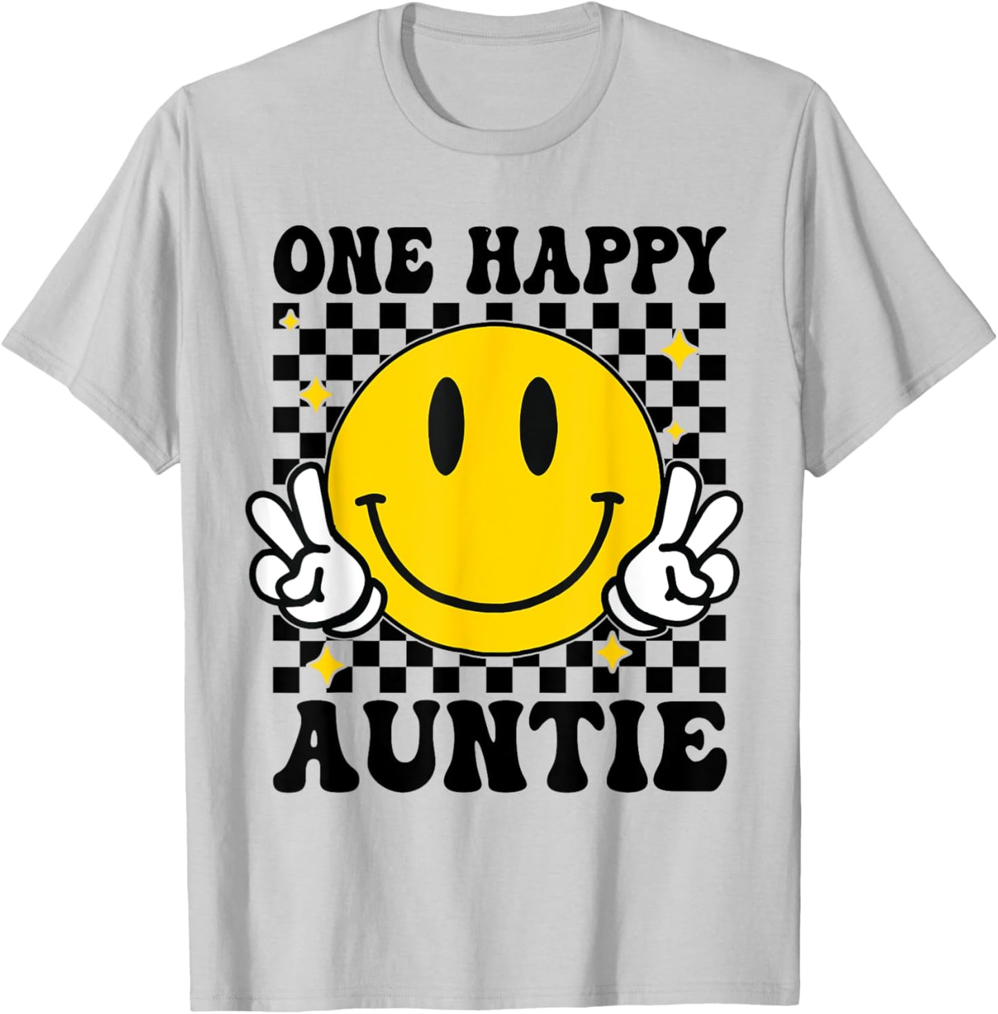 One Happy Dude Auntie happy face 1st Birthday Family T-Shirt - T-Shirt | Ash