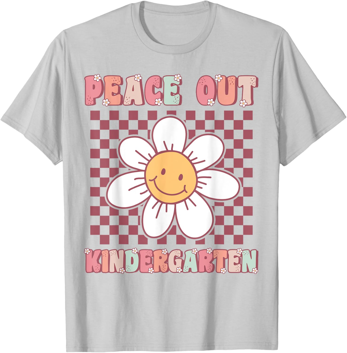 Peace Out Kindergarten Cute Groovy Last Day of Kindergarten T-Shirt - T-Shirt | Ash