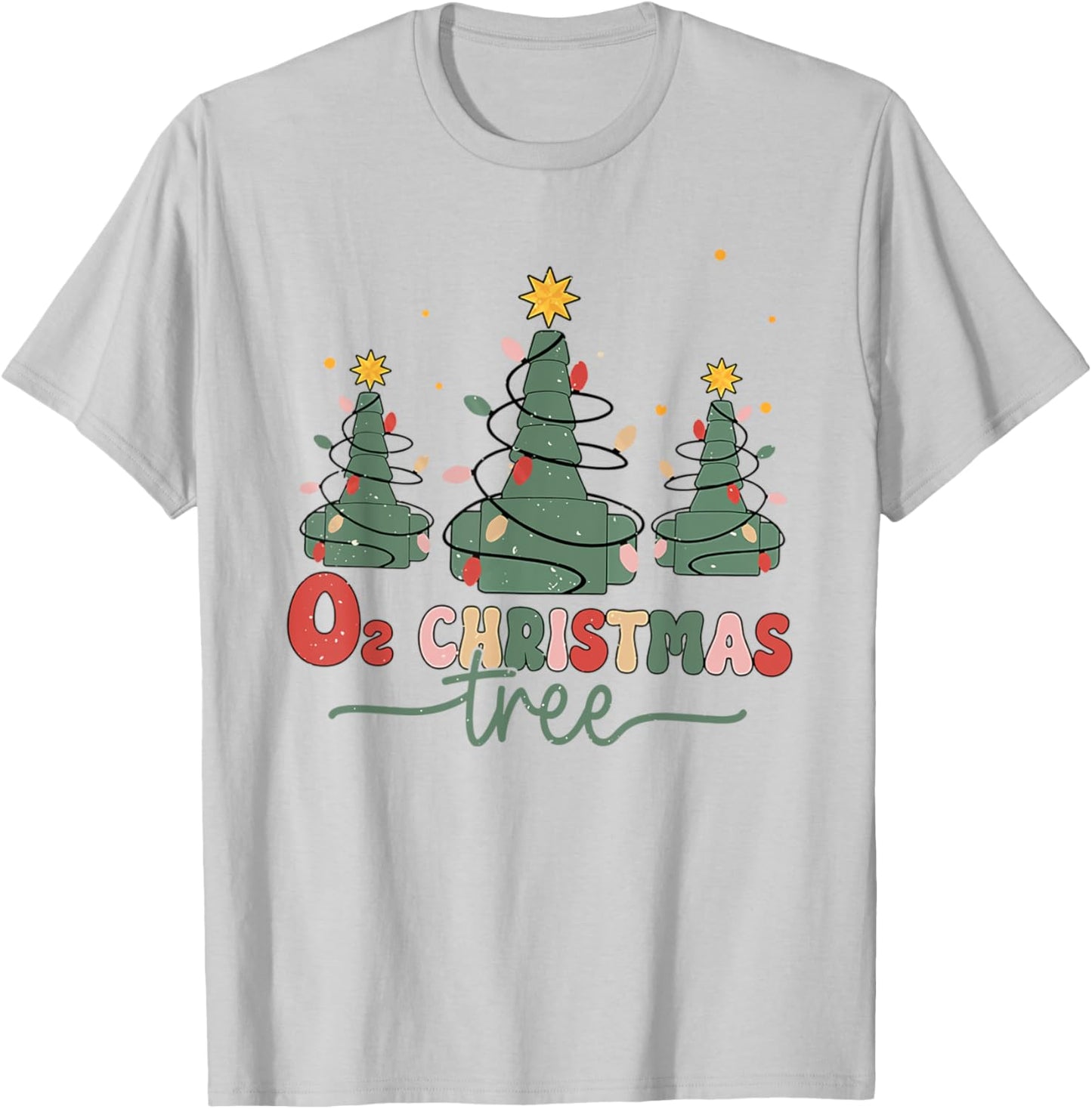 Respiratory Therapist Christmas Gifts Retro Oh Christmas Tree Funny Nurse RT , Women's Blue Small Classic Fit Short Sleeve Polyester 100% Stretchable T-Shirt - T-Shirt | Ash