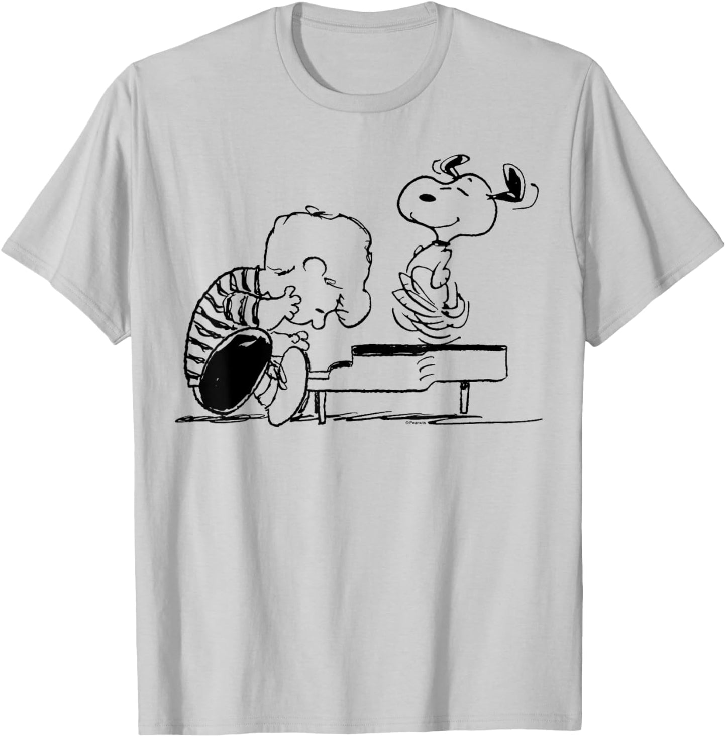 Peanuts - Schroeder And Snoopy Piano T-Shirt - T-Shirt | Ash