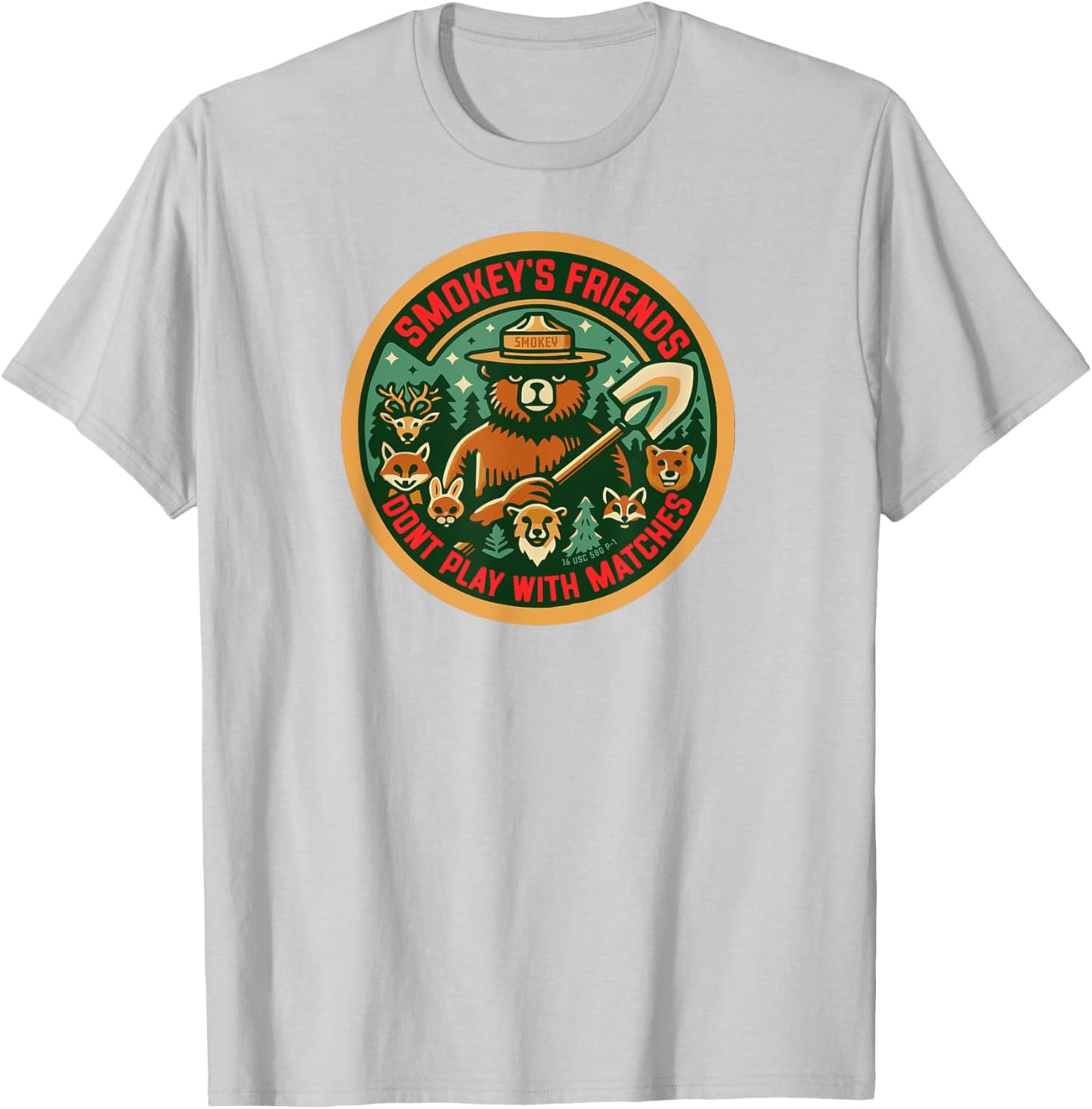 Smokey Bear's Forest Friends Don't Play With Matches Retro T-Shirt - T-Shirt | Ash