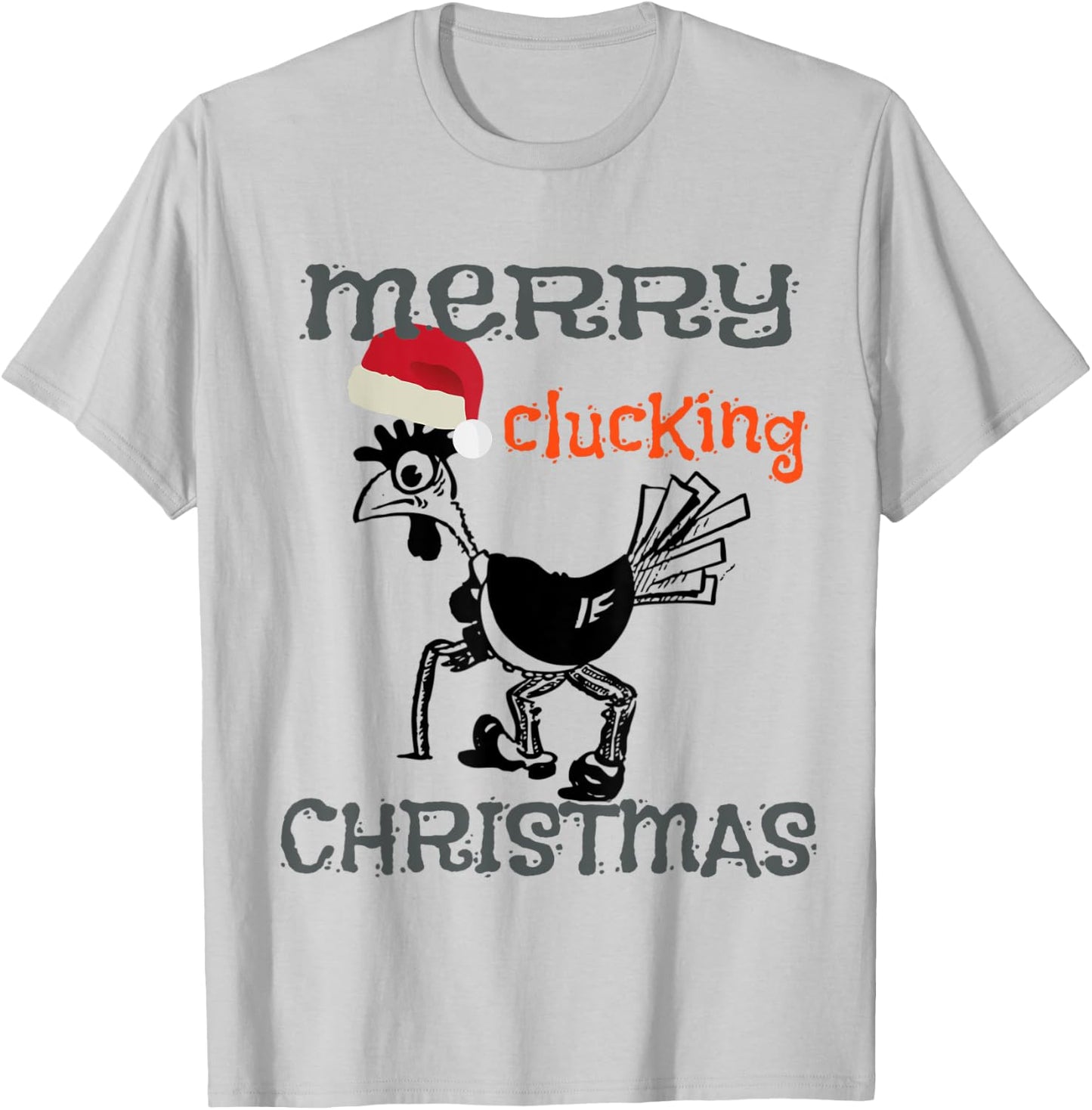 Merry Clucking Christmas Funny Christmas T-Shirt - T-Shirt | Ash