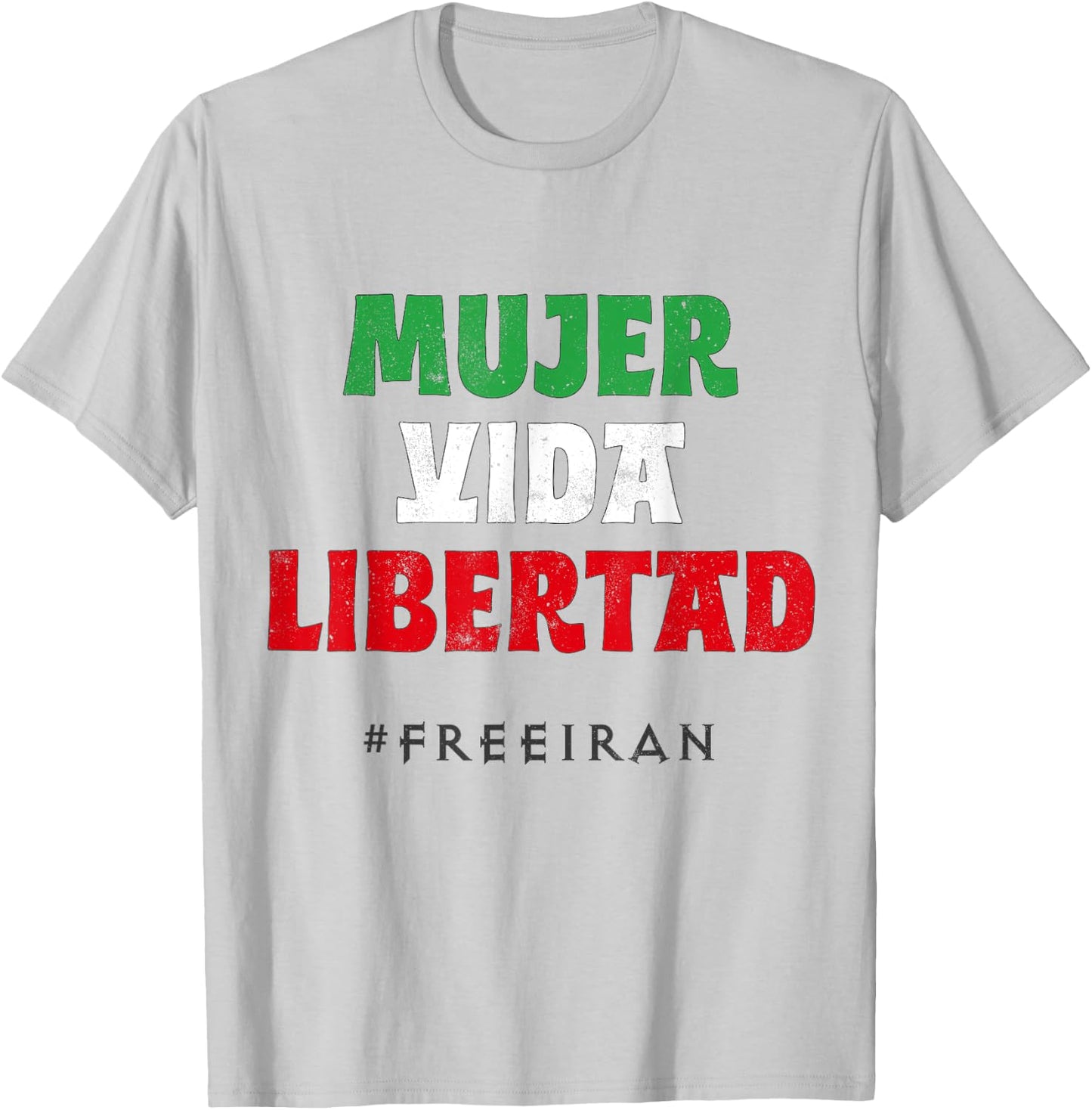 Iranian Flag Woman Life Freedom Iran Protest Madrid Barcelon T-Shirt - T-Shirt | Ash