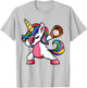 Girls Funny Dabbing Baseball Unicorn Apparel, Youth Dab T-Shirt - T-Shirt | Ash