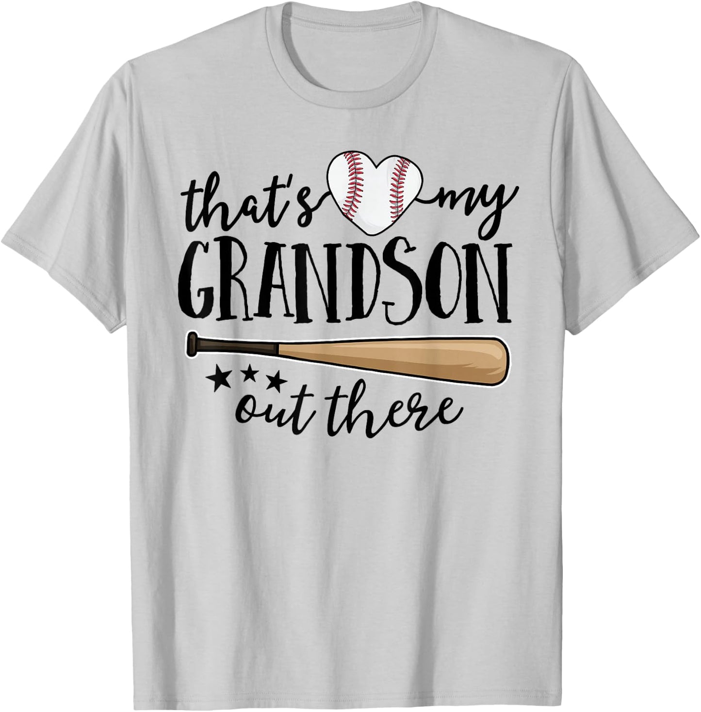 That's My Grandson Out There Gift Women Baseball Grandma T-Shirt - T-Shirt | Ash