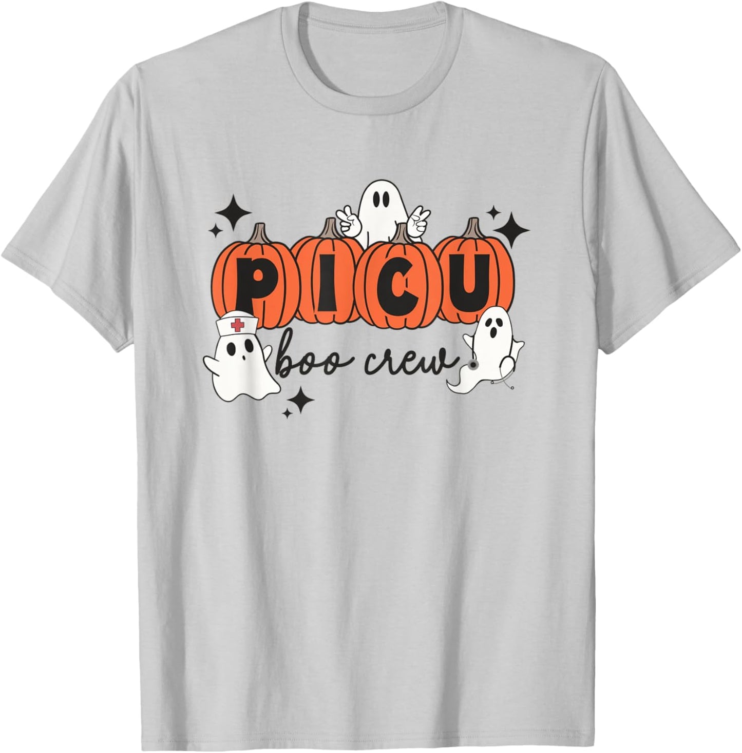 Halloween PICU Boo Crew Spooky PICU Nurse Squad Hospital T-Shirt - T-Shirt | Ash