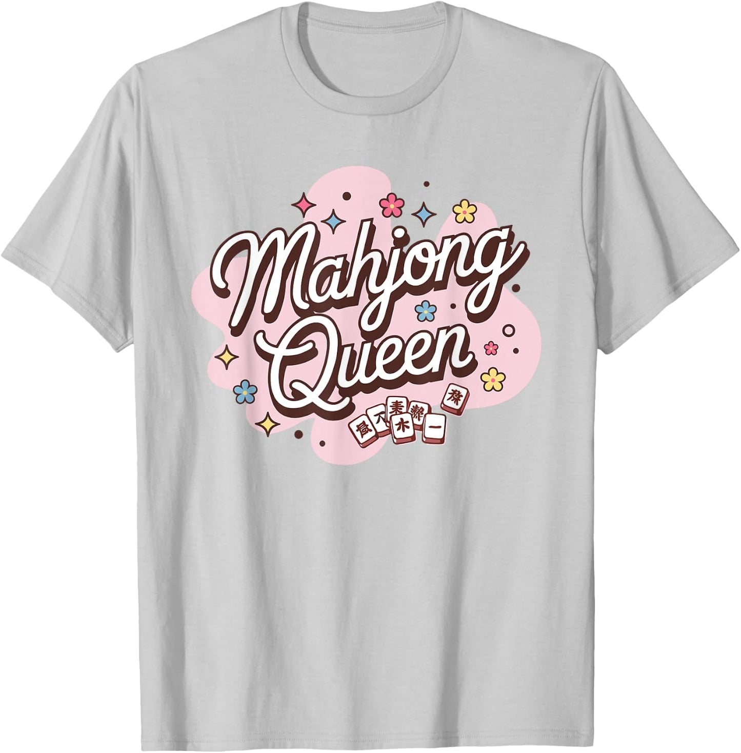 Mahjong Queen Retro Vintage Mah Jongg Player T-Shirt - T-Shirt | Ash