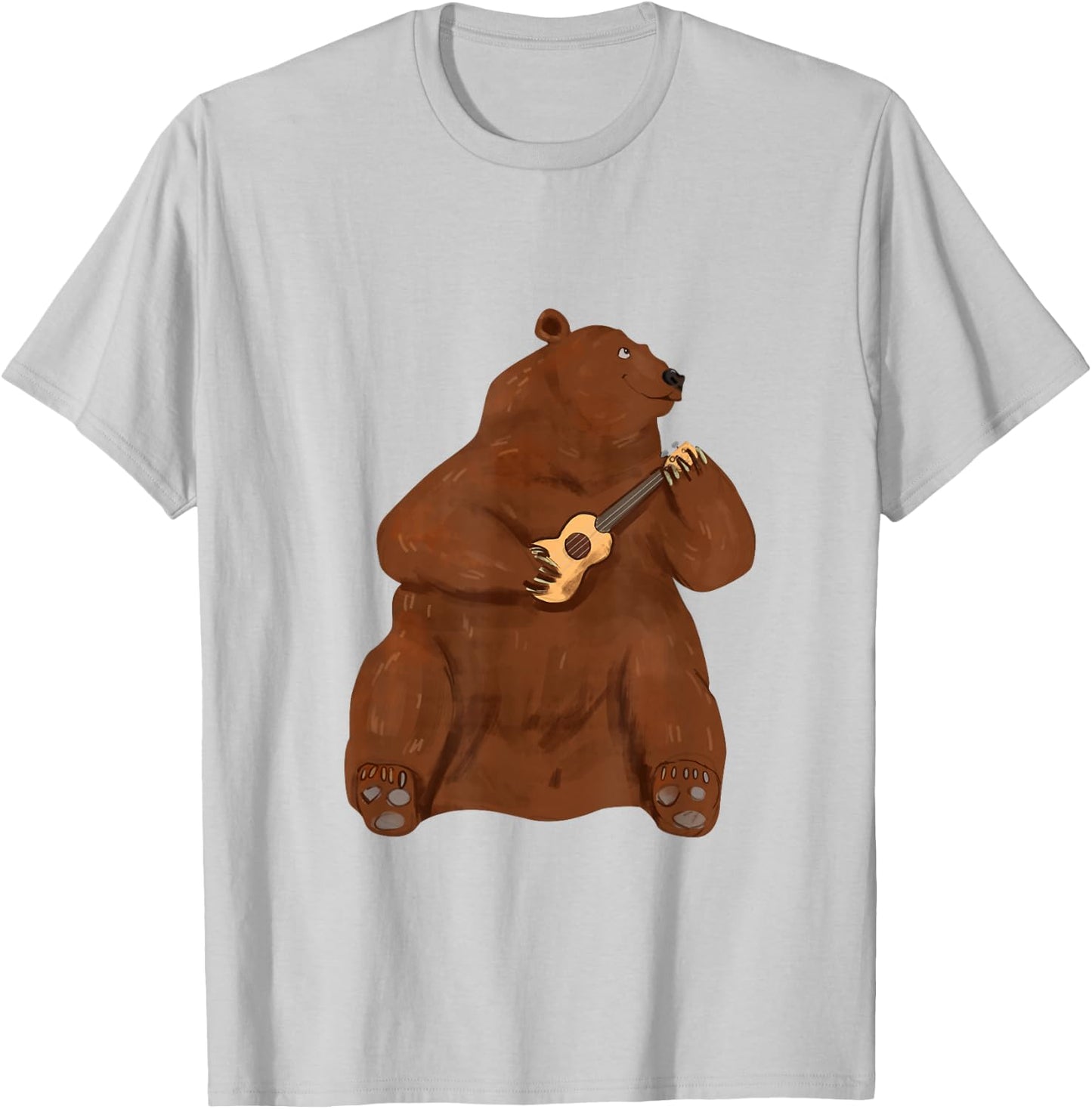 Grizzly Brown Bear Ukulele Guitar - Guitarist Uke T-Shirt - T-Shirt | Ash