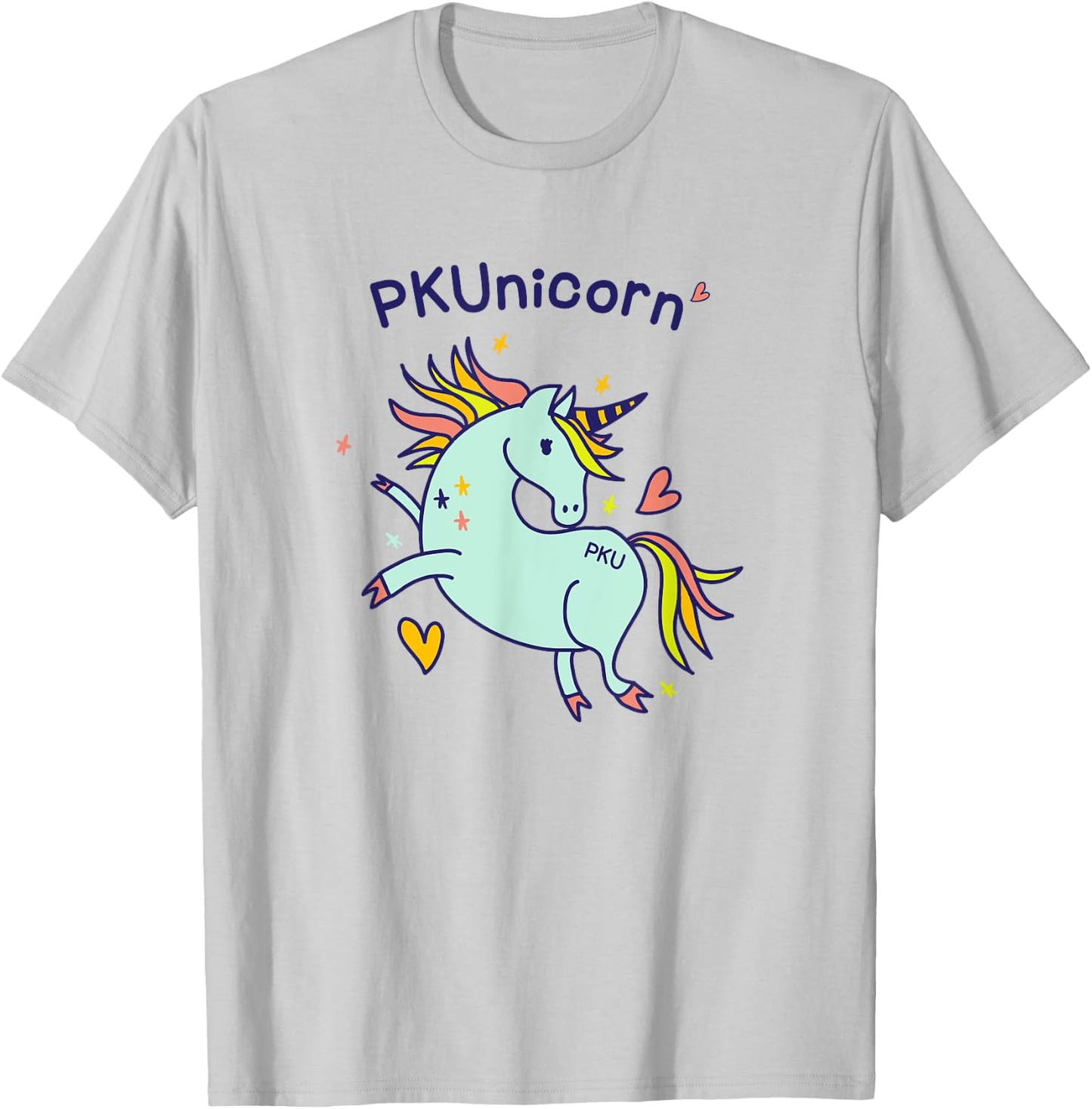 PKUnicorn | Cute PKU Awareness Unicorn T Shirt Gift T-Shirt - T-Shirt | Ash