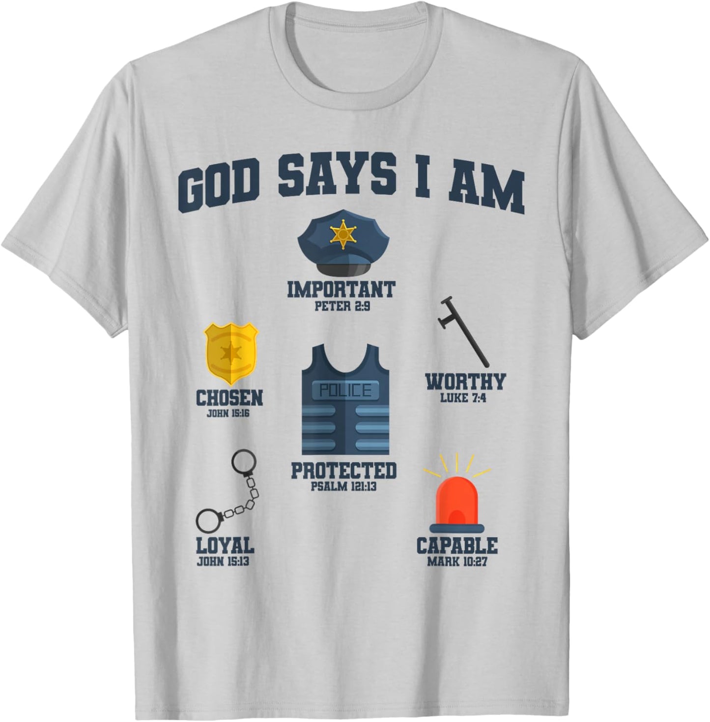 God Says I Am Police Lover Kids Boys Christian T-Shirt - T-Shirt | Ash