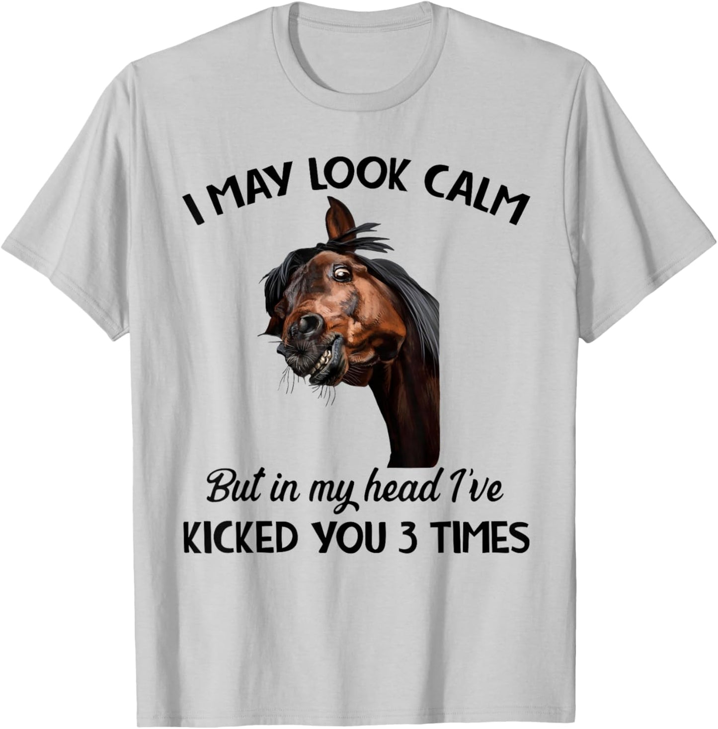 I may look calm but in my head I've kicked you 3 times T-Shirt - T-Shirt | Ash