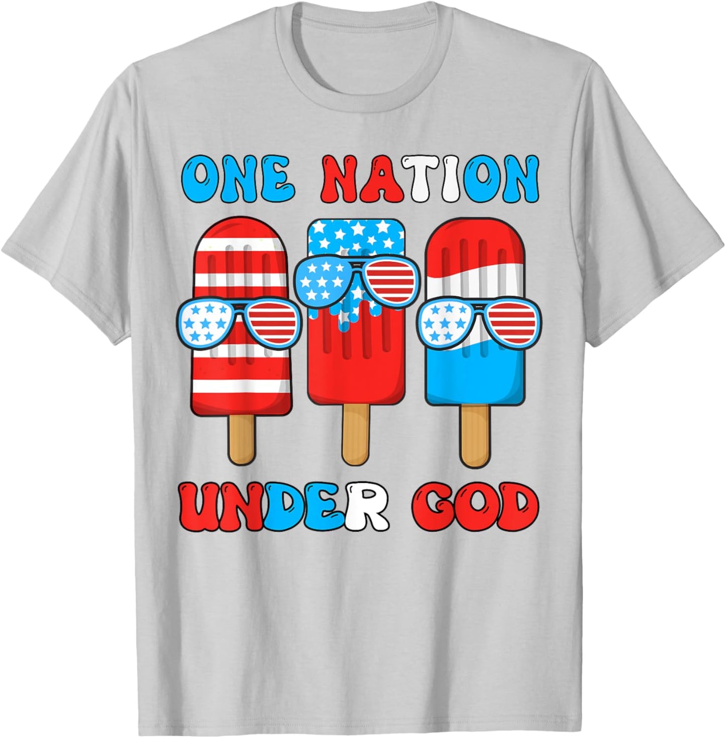 Boy One Nation Under God Son Funny 4th July Popsicle Toddler T-Shirt - T-Shirt | Ash