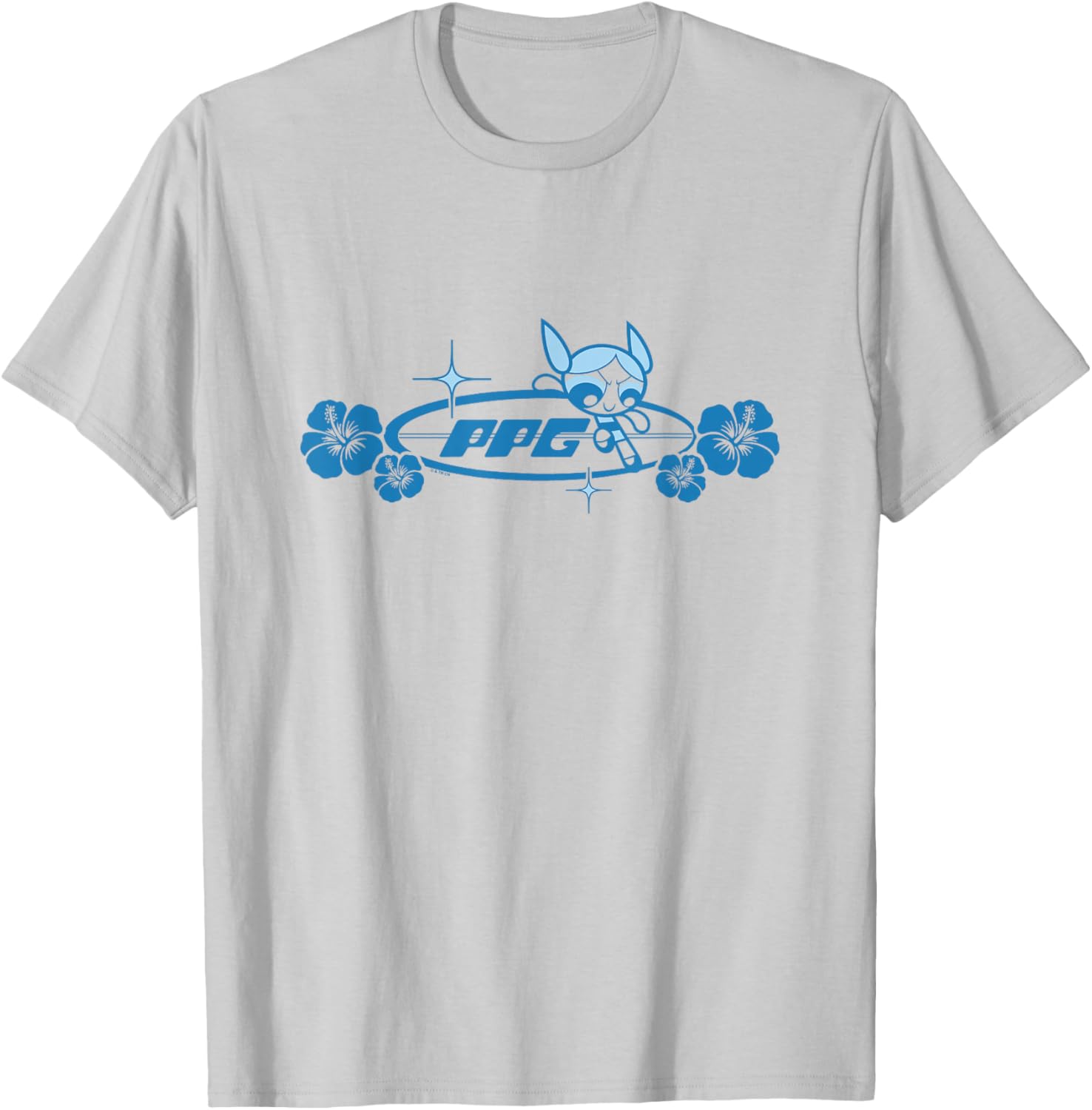 The Powerpuff Girls PPG Bubbles Retro Surf Logo T-Shirt - T-Shirt | Ash