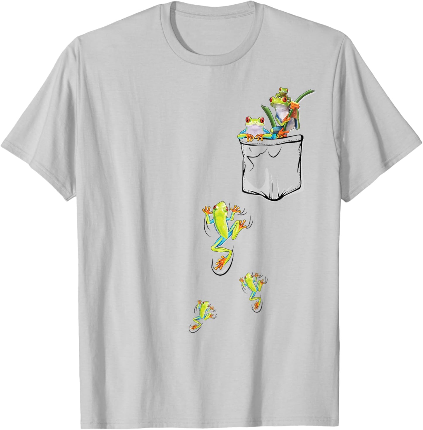 Frog Lover | Cute Frog Pocket for Kids Frog T-Shirt - T-Shirt | Ash
