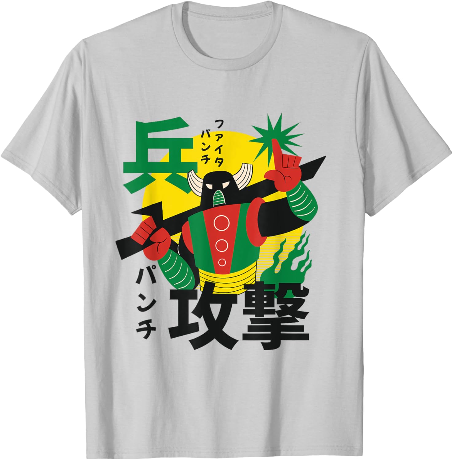 Japanese Samurai Robot Retro T-Shirt - T-Shirt | Ash