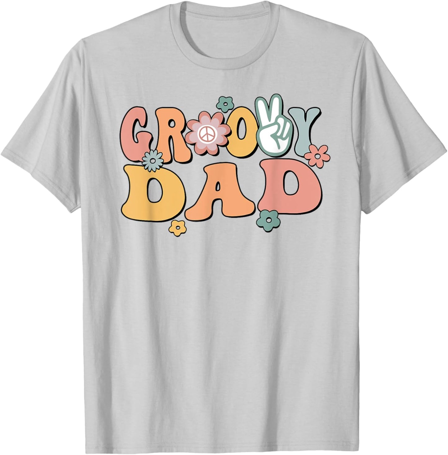 Groovy Dad Retro Father Matching Family 1st Birthday Party T-Shirt - T-Shirt | Ash