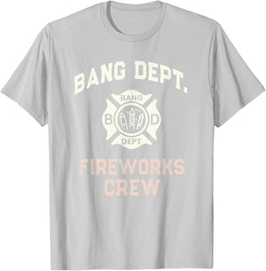 Sarcastic BANG DEPT FIREWORKS CREW Boom Squad 4th July Team T-Shirt - T-Shirt | Ash