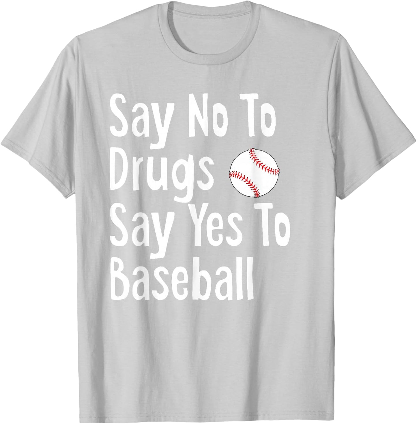 Red Ribbon Week Youth Kids Say No Say Yes to Baseball T-Shirt - T-Shirt | Ash
