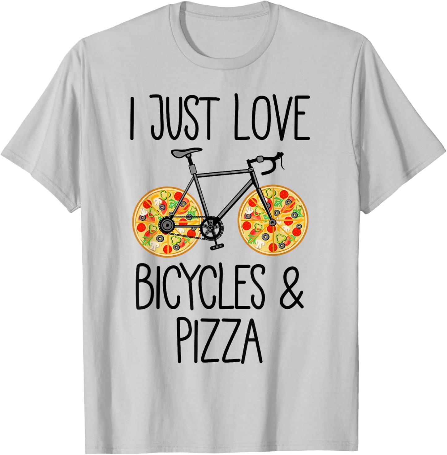 Bicycle Pizza Lover Funny Saying T-Shirt - T-Shirt | Ash