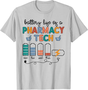 Pharmacist Battery Life Of Pharmacy Technician Nurse 2024 T-Shirt - T-Shirt | Ash