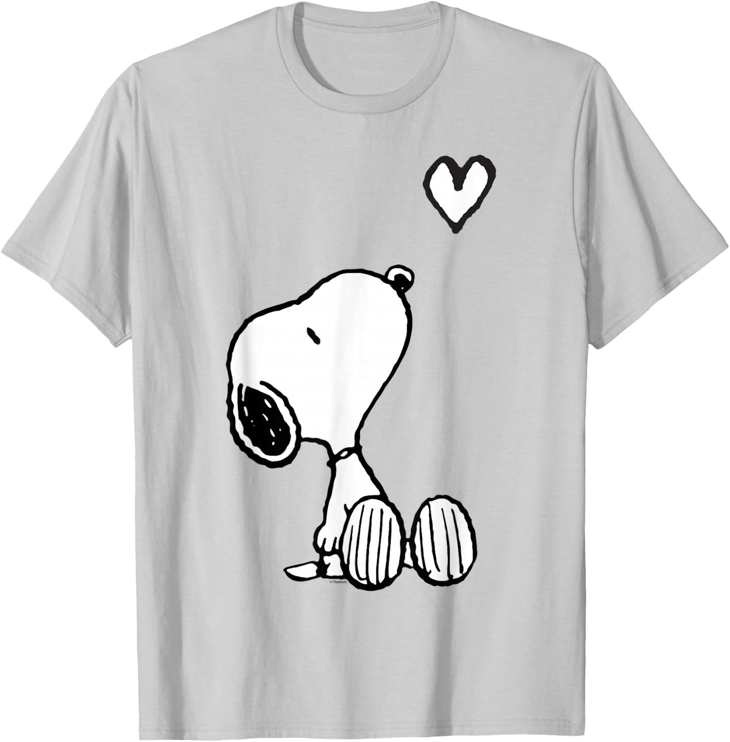 Peanuts Valentine Snoopy Sitting Heart T-Shirt - T-Shirt | Ash