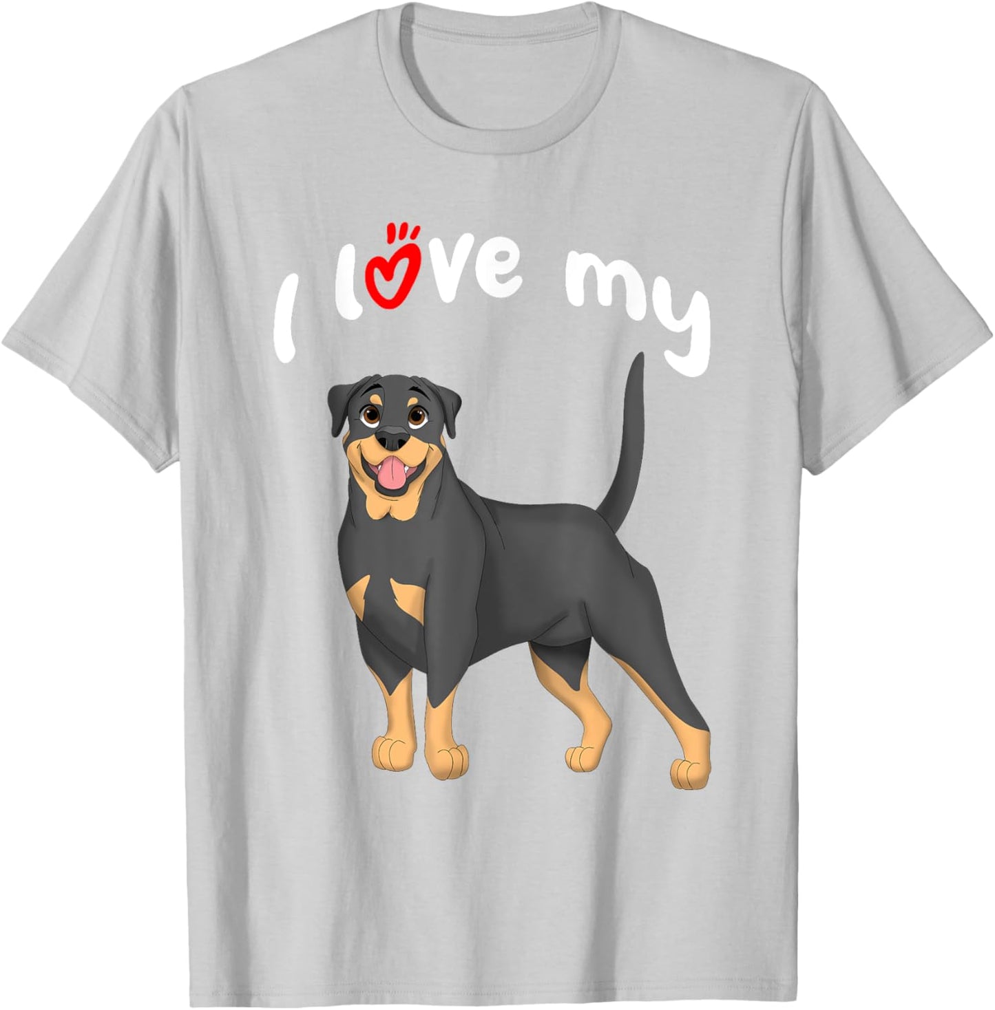 I Love My Rottweiler Dog T-Shirt - T-Shirt | Ash