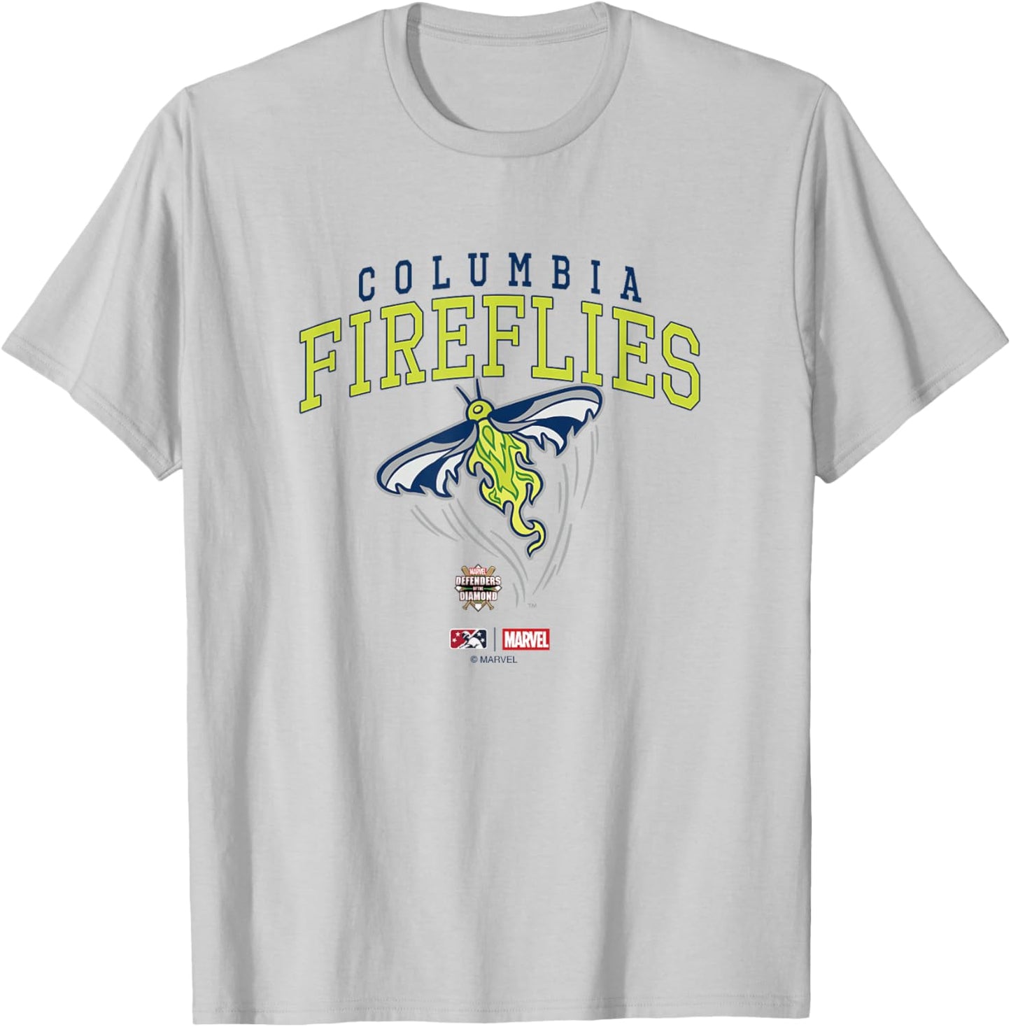 Marvel x MiLB Columbia Fireflies Defenders Big Chest Logo T-Shirt - T-Shirt | Ash