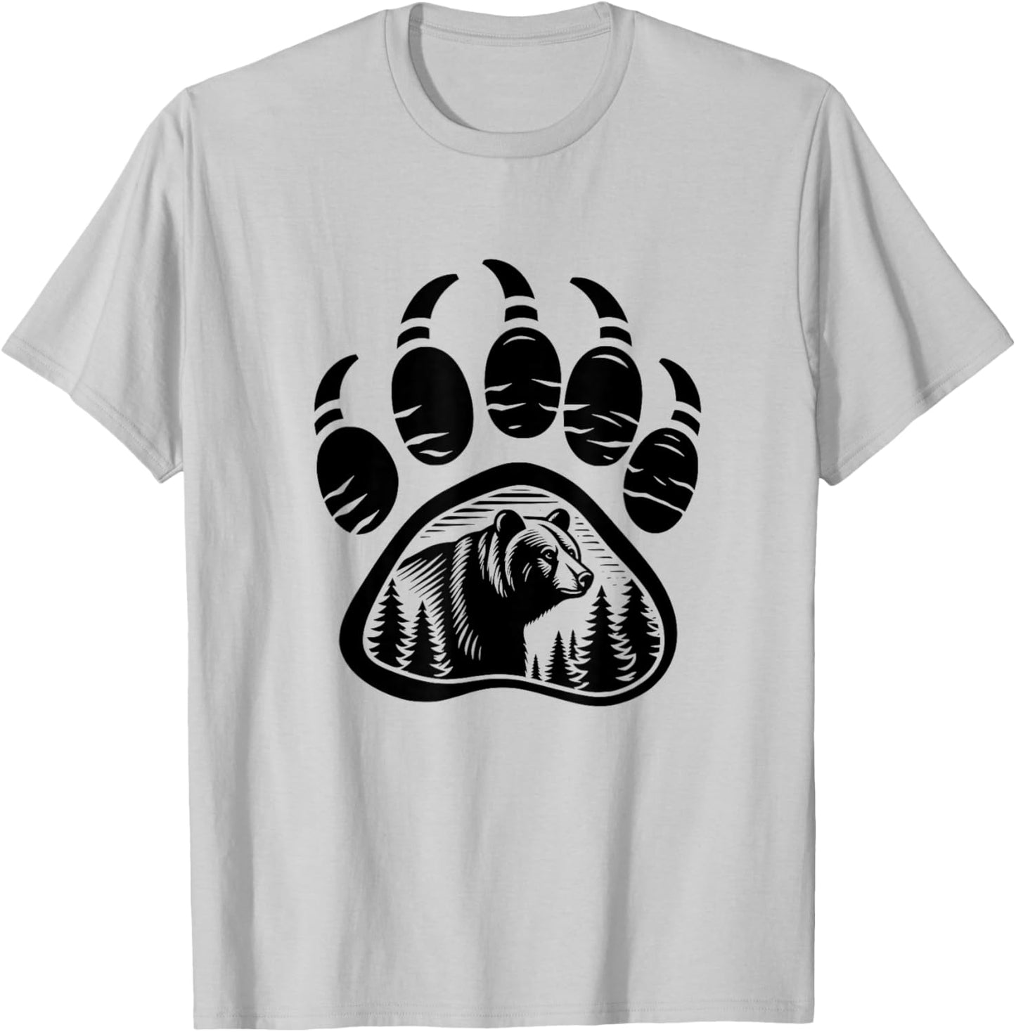 Grizzly Bear Paw Graphic Design T-Shirt - T-Shirt | Ash