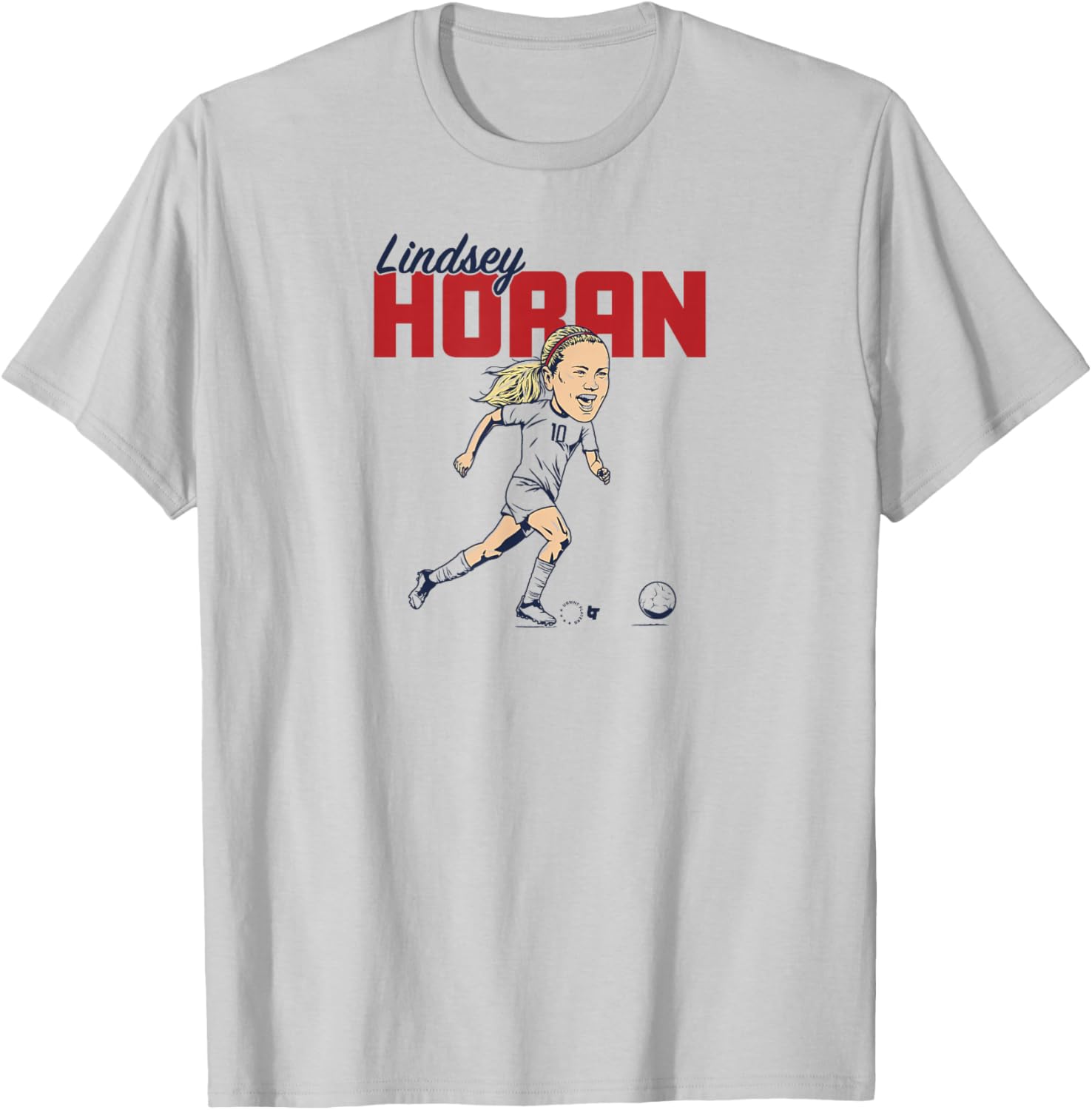 Lindsey Horan: Caricature - USWNT Players Association Soccer T-Shirt - T-Shirt | Ash