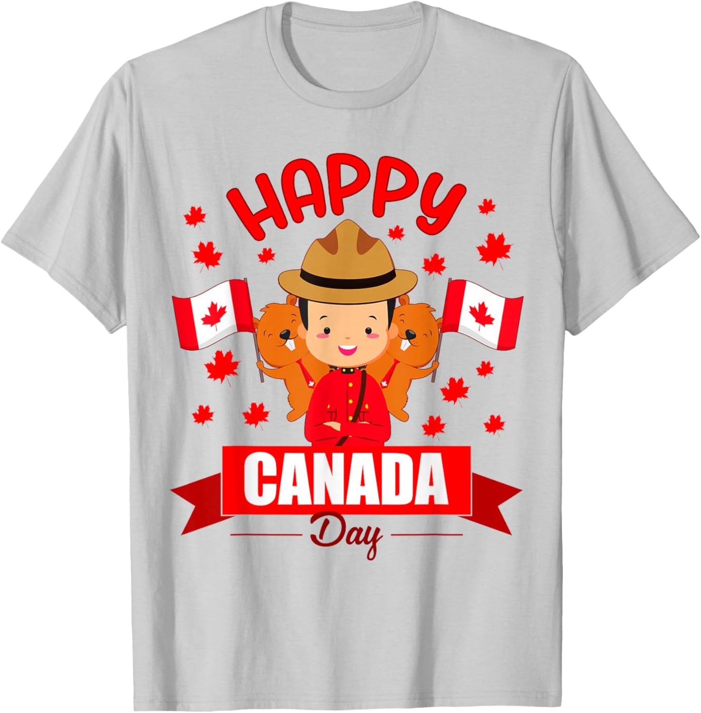 Happy Canada day Flag boys girls kids Toddler Canadian Pride T-Shirt - T-Shirt | Ash