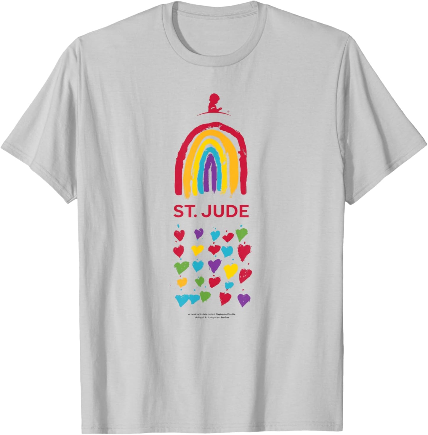 St. Jude Children's Research Hospital Rainbow & Hearts T-Shirt - T-Shirt | Ash