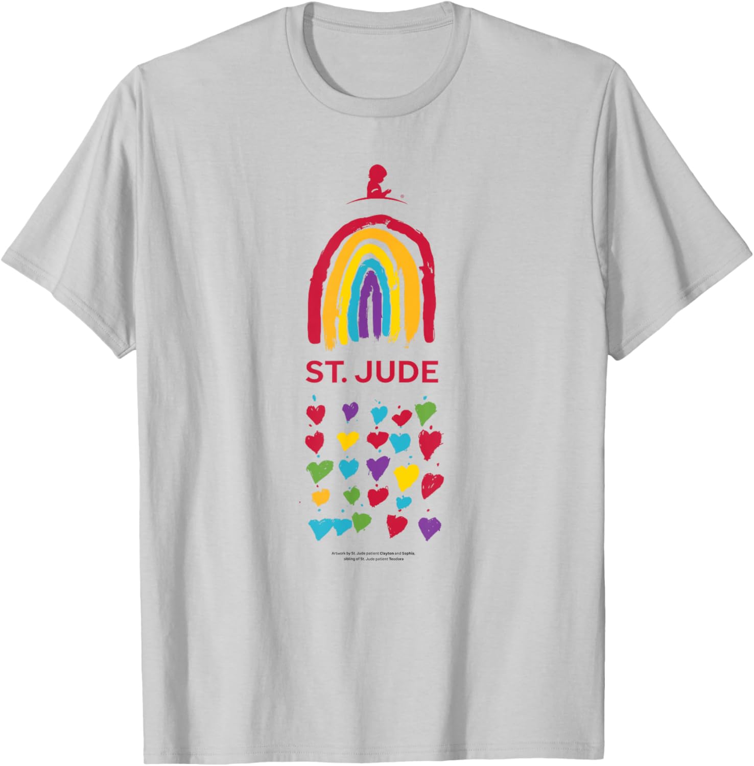 St. Jude Children's Research Hospital Rainbow & Hearts T-Shirt - T-Shirt | Ash