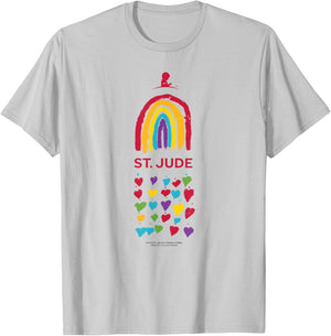 St. Jude Children's Research Hospital Rainbow & Hearts T-Shirt - T-Shirt | Ash