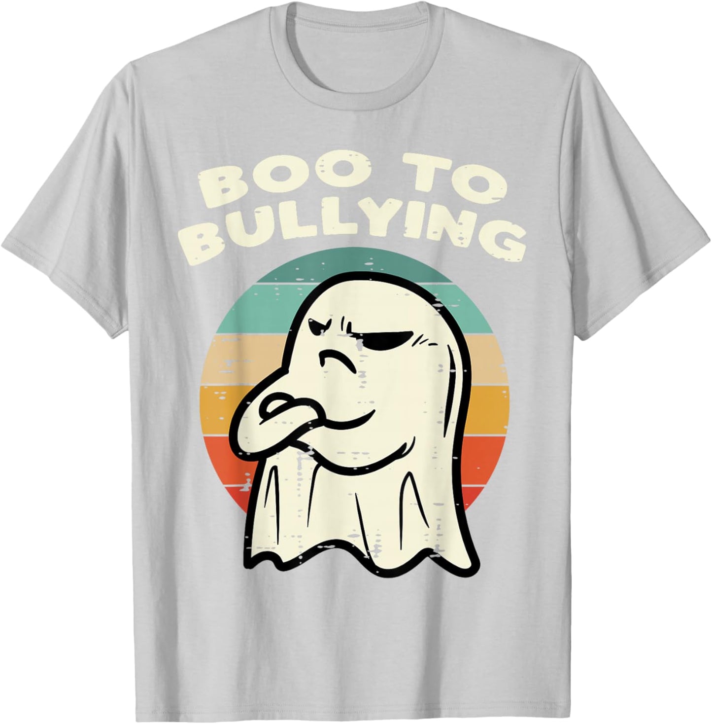 Boo To Bullying Retro Orange Unity Day Halloween Ghost Kids T-Shirt - T-Shirt | Ash