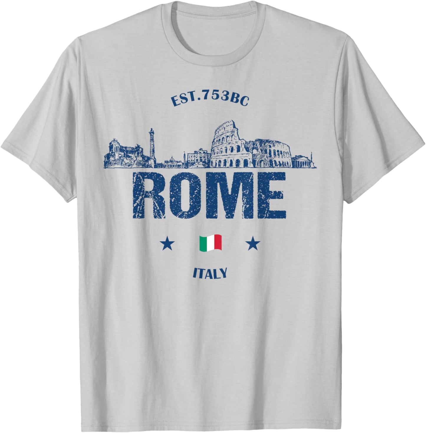 Rome Historical Landmarks Vintage Italy Flag T-Shirt - T-Shirt | Ash