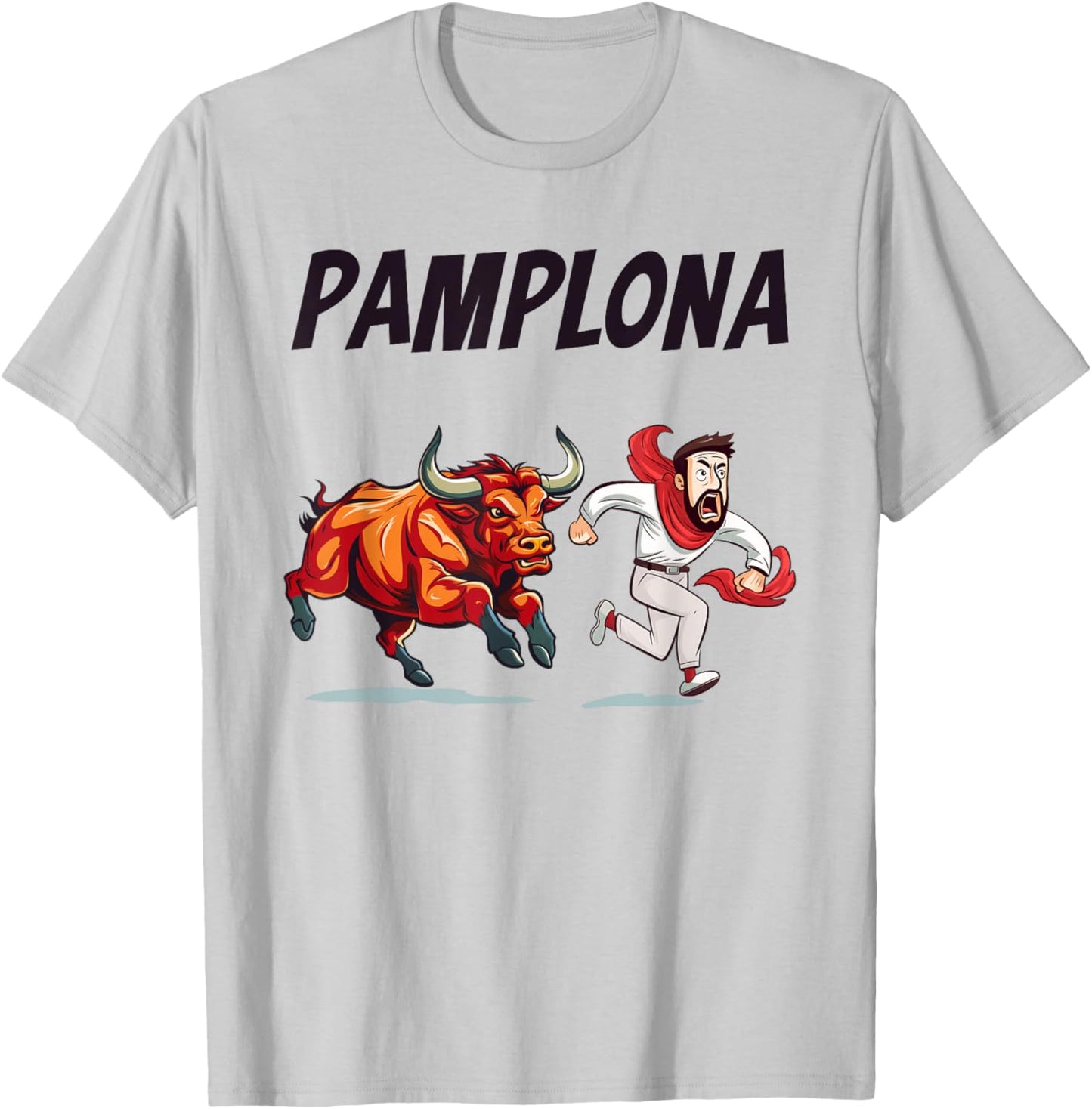 Pamplona Bull Running T-Shirt - T-Shirt | Ash