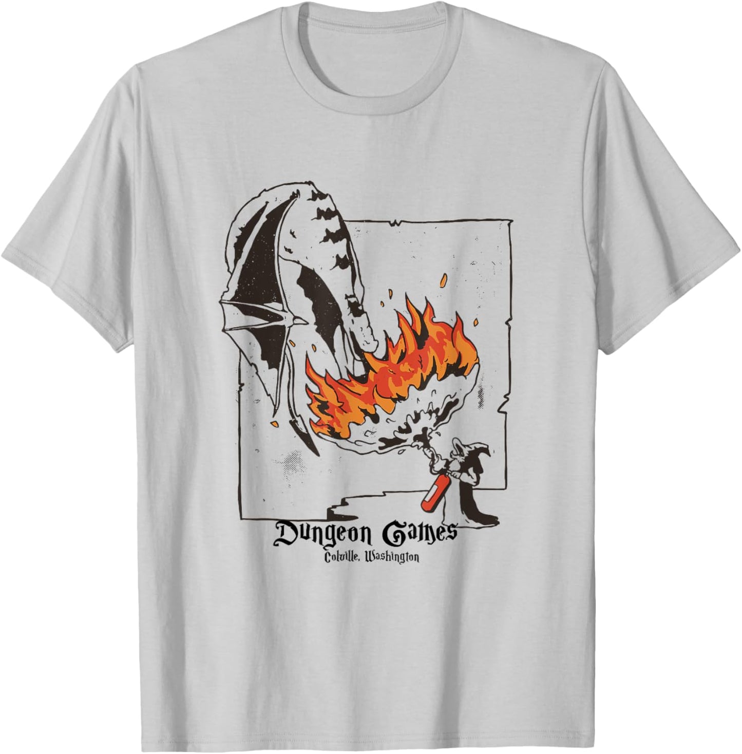 Funny Dragon and Wizard Fantasy T-Shirt - T-Shirt | Ash