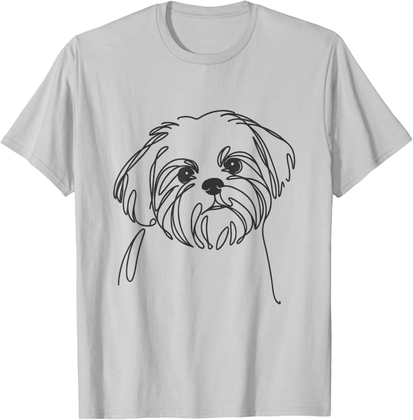 Line Art Dad Mom Dog - Shih Tzu T-Shirt - T-Shirt | Ash