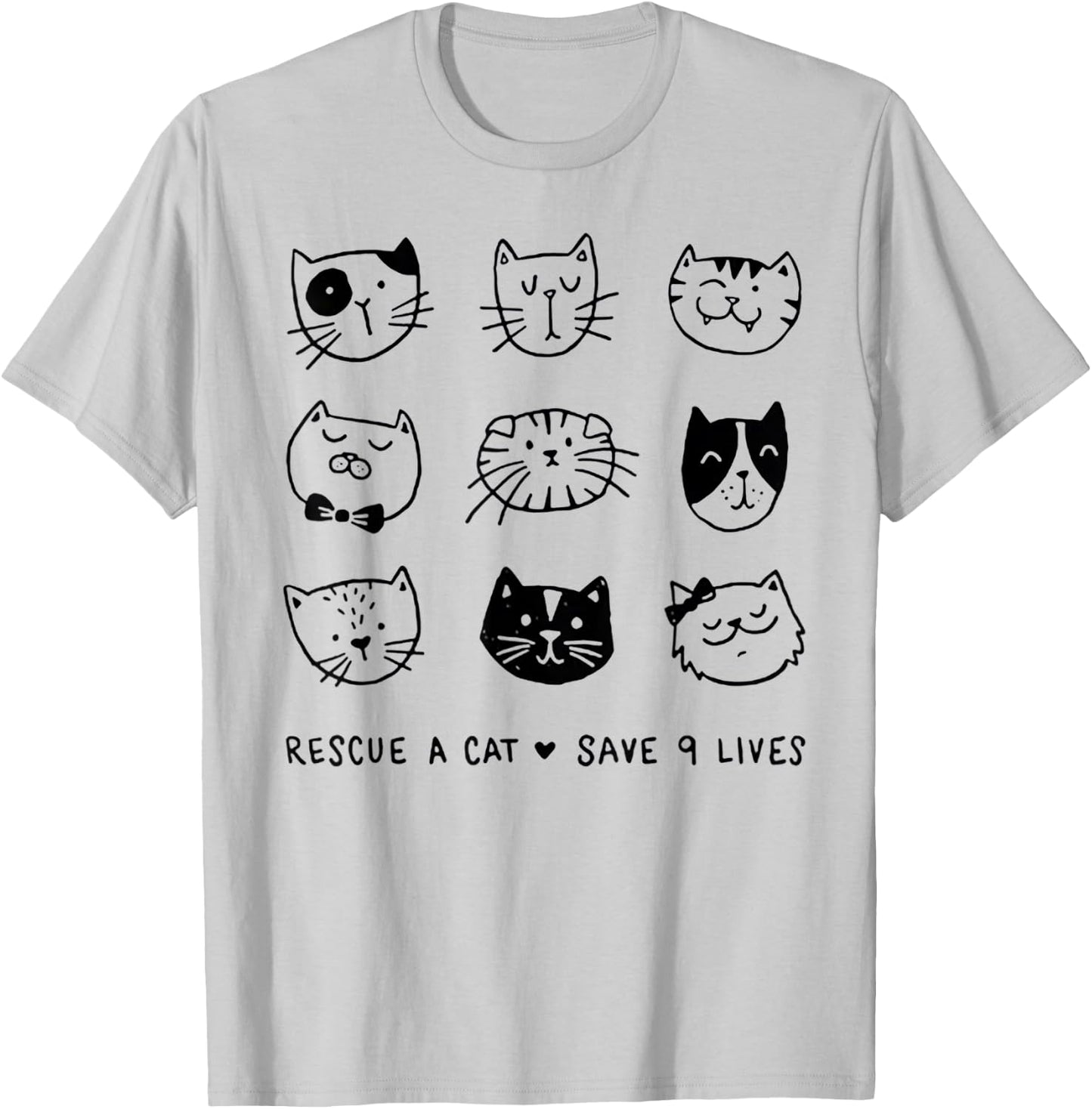 Rescue A Cat Save Nine Lives Funny Cat Lover Gift Women T-Shirt - T-Shirt | Ash