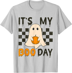 Its My Boo Day Cute Halloween Birthday Funny Ghost T-Shirt - T-Shirt | Ash