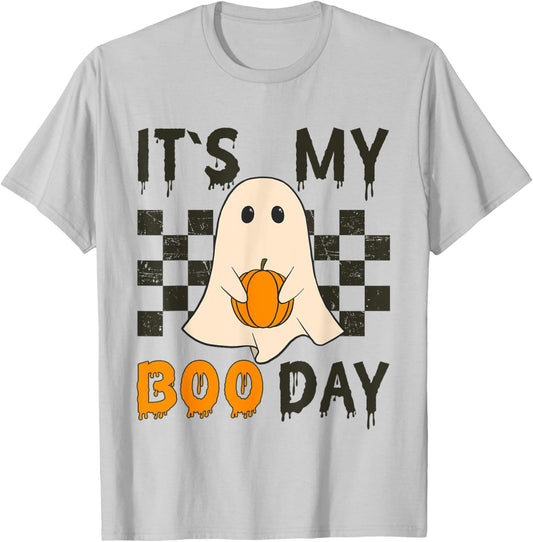 Its My Boo Day Cute Halloween Birthday Funny Ghost T-Shirt - T-Shirt | Ash