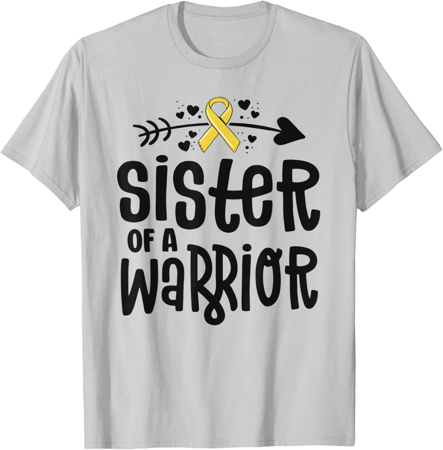 Sister Of A Warrior Gift Family Childhood Cancer Awareness T-Shirt - T-Shirt | Ash