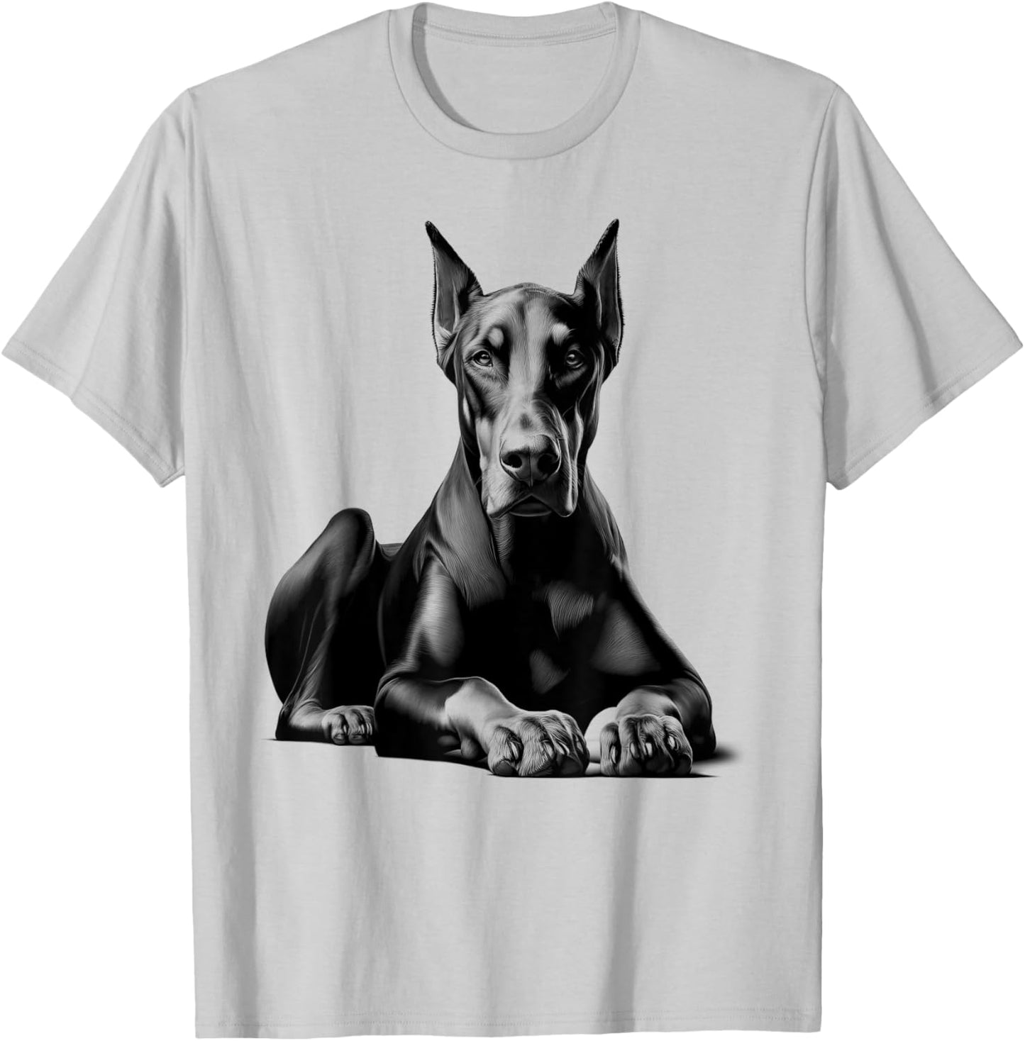Lying Doberman as a Cool Portrait T-Shirt - T-Shirt | Ash