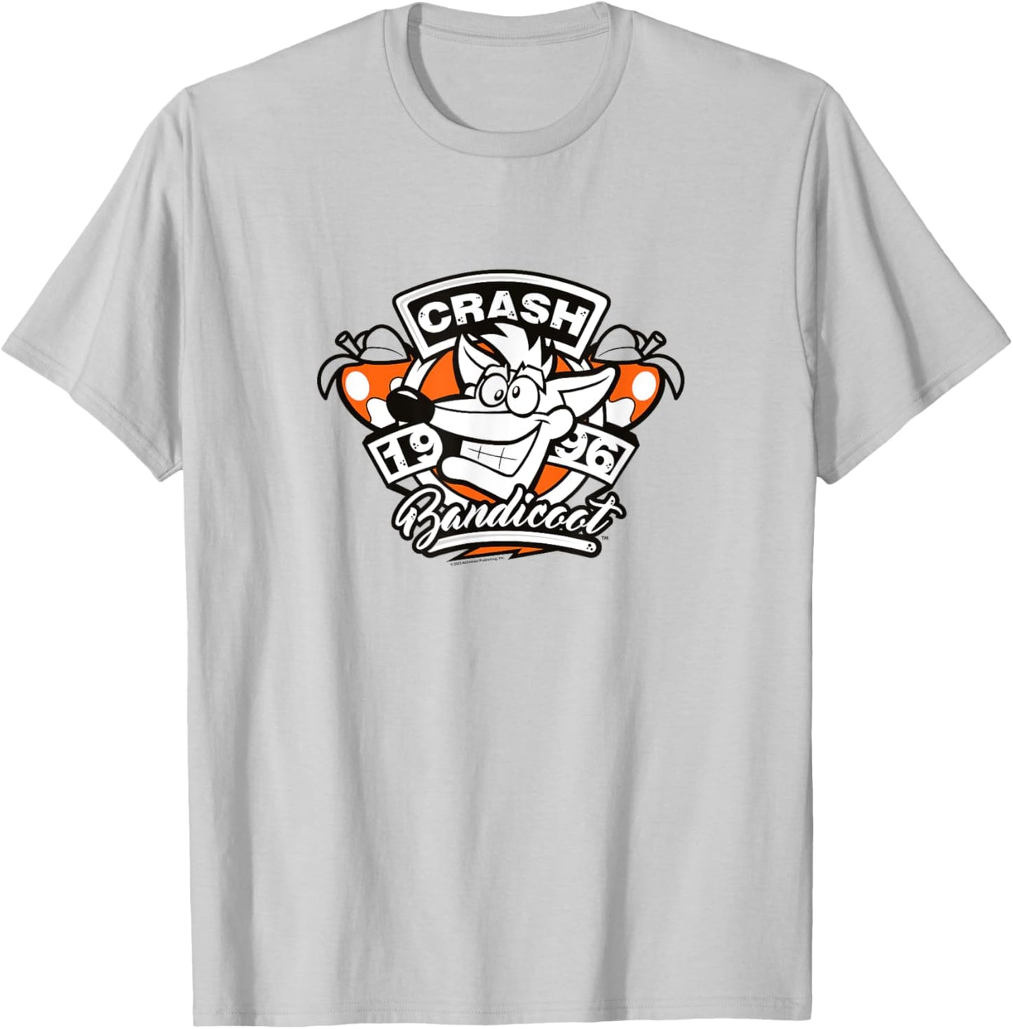 Crash Bandicoot Retro Vintage 1996 Crash Wumpa Fruit Badge T-Shirt - T-Shirt | Ash