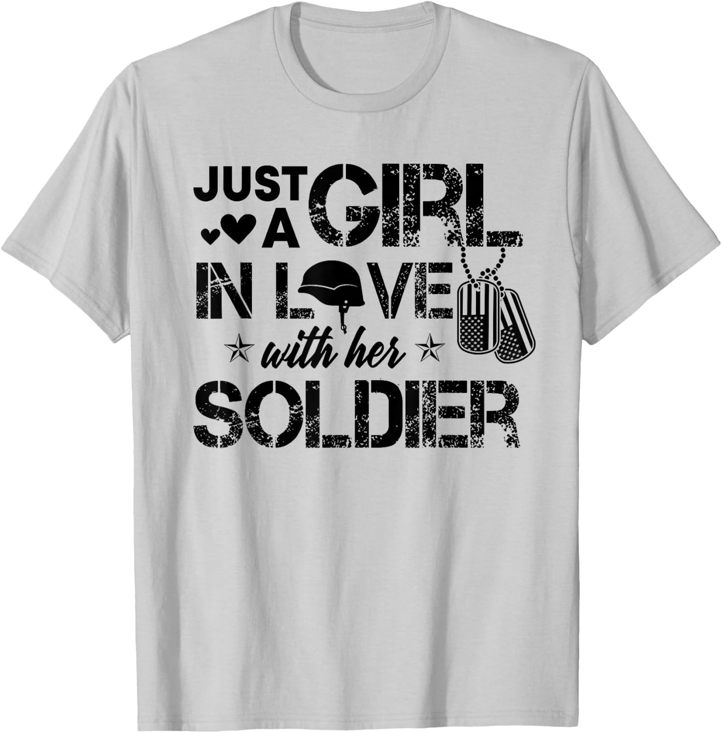 Just A Girl in Love with Her Soldier Army Girlfriend Wife T-Shirt - T-Shirt | Ash