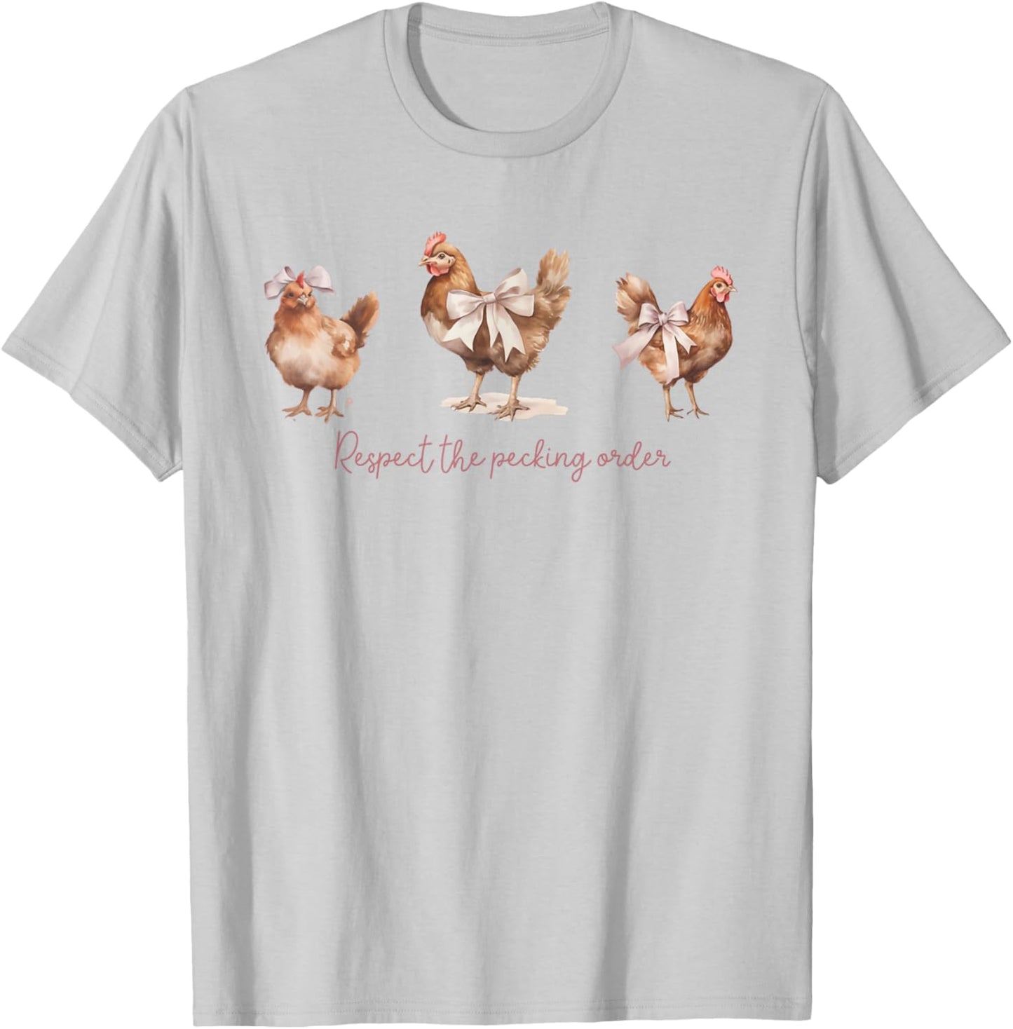 Retro Vintage Chickens and Pink Bows Coquette Clothing Women T-Shirt - T-Shirt | Ash