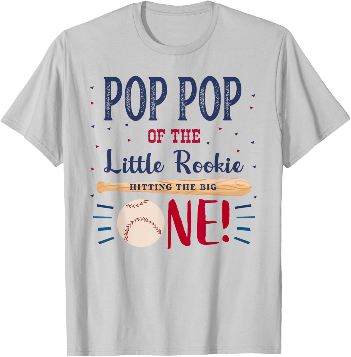 Pop Pop First Birthday Little Rookie Baseball The Big One T-Shirt - T-Shirt | Ash