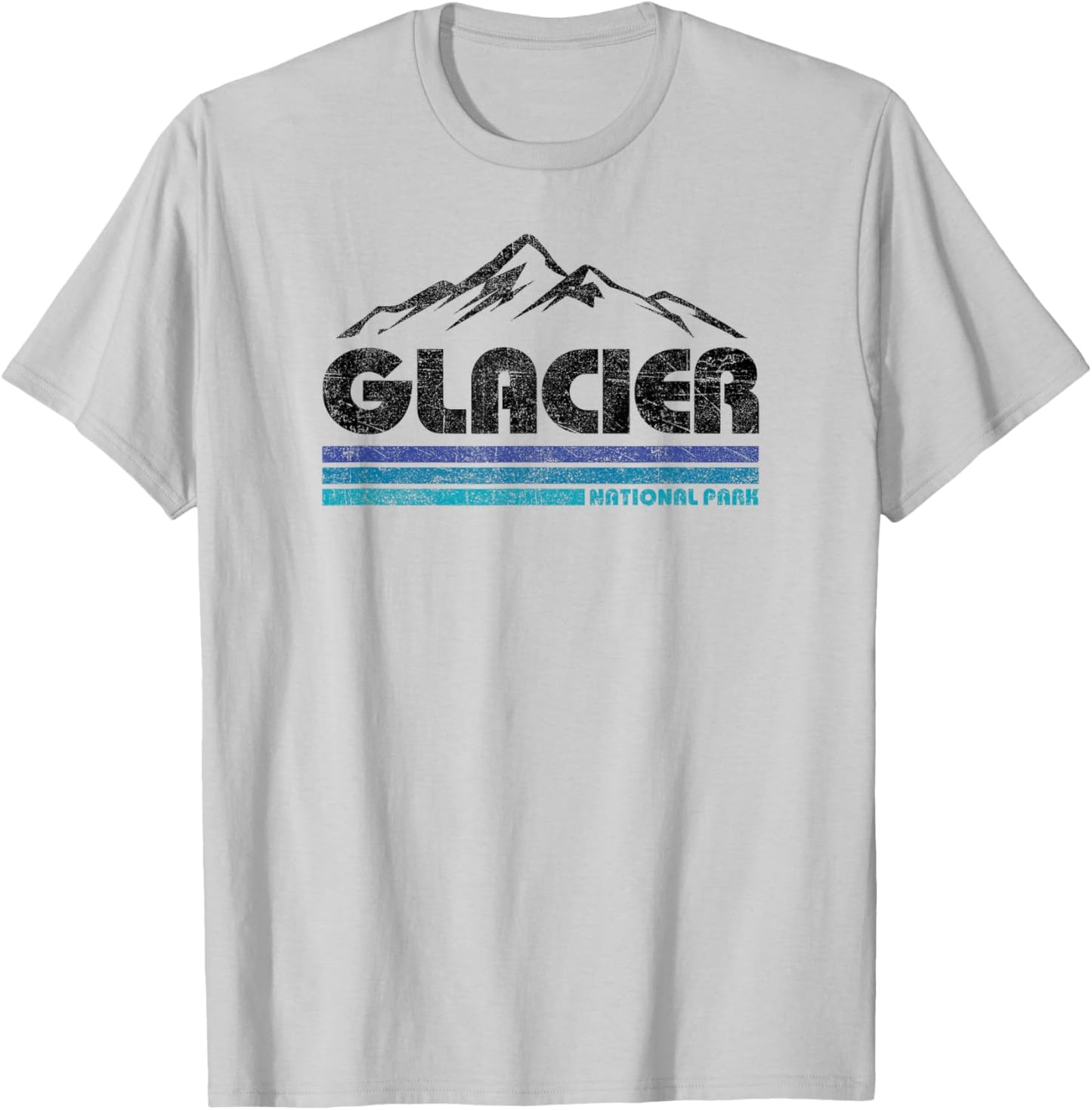 Vintage Glacier National Park Retro Mountain Kids Souvenir T-Shirt - T-Shirt | Ash